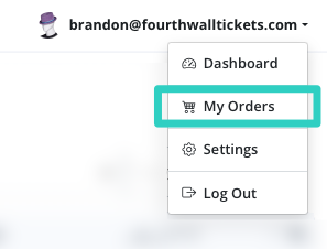 My Orders in the user menu